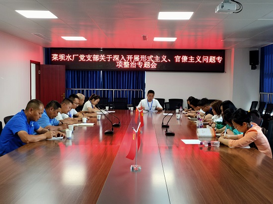 菜壩水廠黨支部召開關于深入開展形式主義、官僚主義問題專項整治專題會